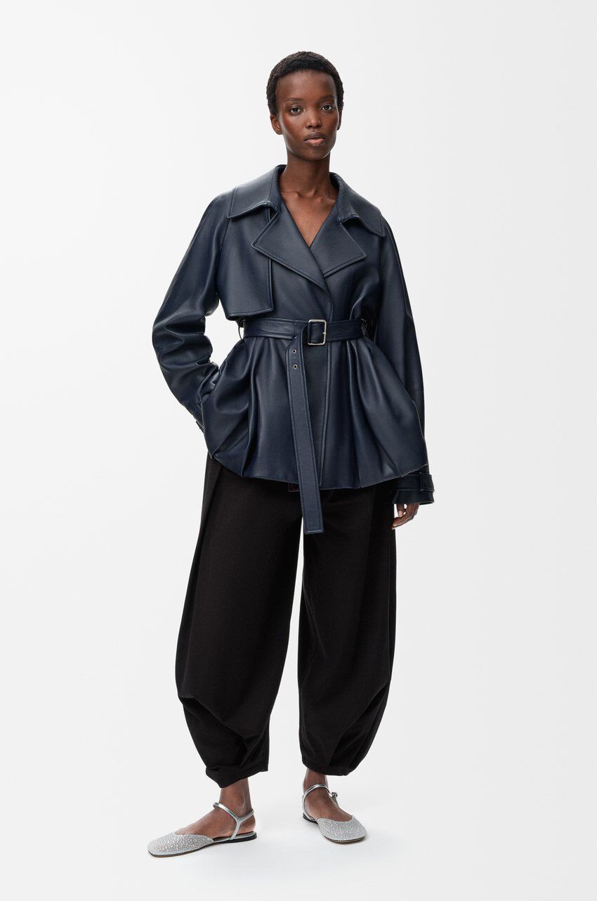 美品ロエベ ファー ストール 濃紺 ネイビー タグ付き 保存袋有り 美品